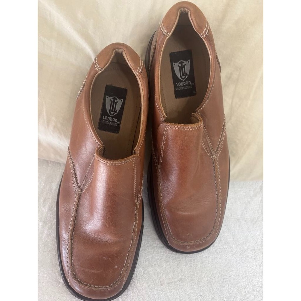 Men's London Underground  Leather  Shoes Slip on Size 11M Philip Tan